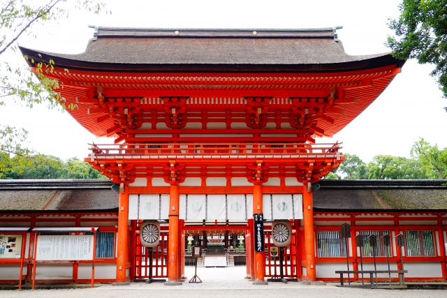 Main entrance gate of the UNESCO-listed Shimogamo Shrine